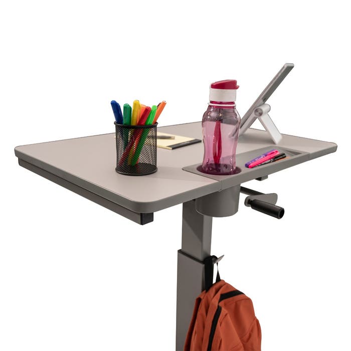 Luxor - Mobile Standing Desk / Lectern with Adjustable Height & Foot Pedal Office Supplies