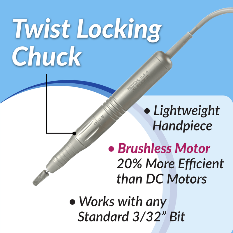 Medicool - Pro Power 35K Portable Nail Drill | 35,000 RPM – Portable handpiece and twist-lock chuck features