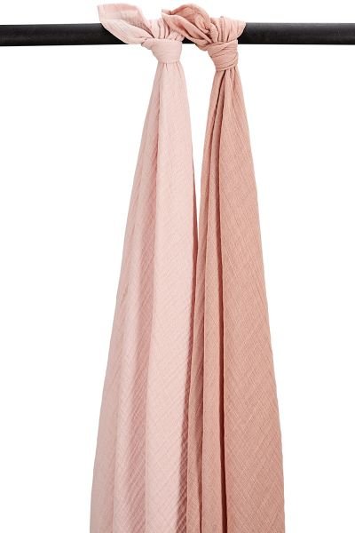 Meyco Baby - Swaddle 2 - pack pre - washed muslin Soft rose/rose 120x120cm Mother & Baby Soft rose/rose