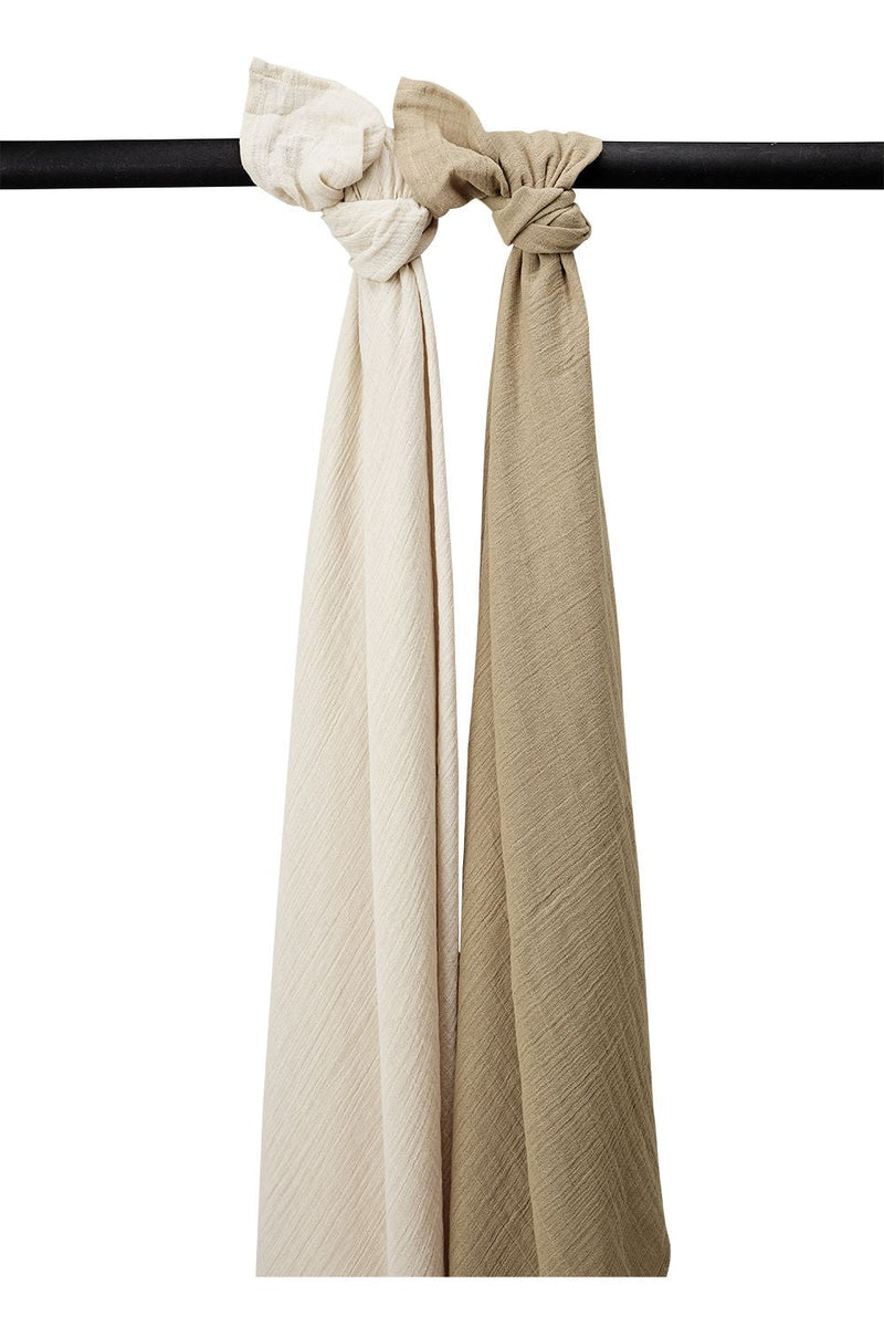 Meyco Baby - Swaddle 2 - pack pre - washed muslin Soft sand/taupe 120x120cm Mother & Baby Soft sand/taupe