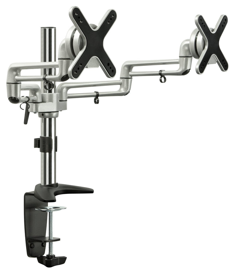 Mount - IT - Dual Monitor Clamp with Gas Spring Arms up to 27" - Silver Electronics