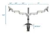 Mount - IT - Dual Monitor Clamp with Gas Spring Arms up to 27" - Silver Electronics