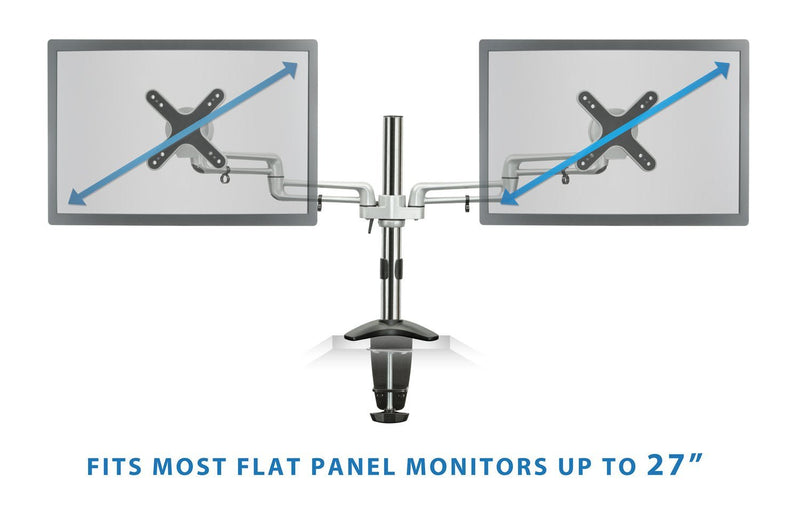 Mount - IT - Dual Monitor Clamp with Gas Spring Arms up to 27" - Silver Electronics