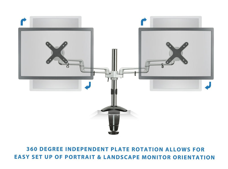 Mount - IT - Dual Monitor Clamp with Gas Spring Arms up to 27" - Silver Electronics