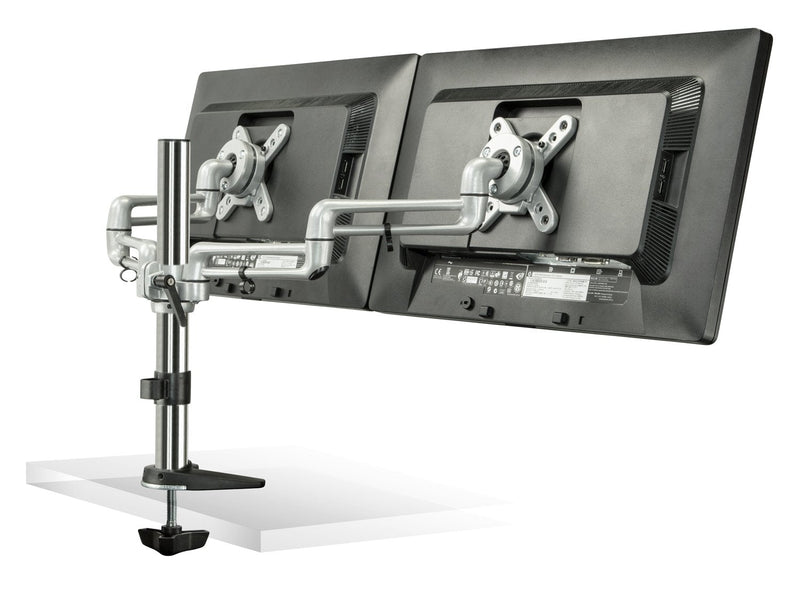 Mount - IT - Dual Monitor Clamp with Gas Spring Arms up to 27" - Silver Electronics