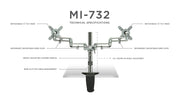 Mount - IT - Dual Monitor Clamp with Gas Spring Arms up to 27" - Silver Electronics
