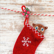 My Audio Pet Dancer the Reindeer speaker in a Christmas stocking