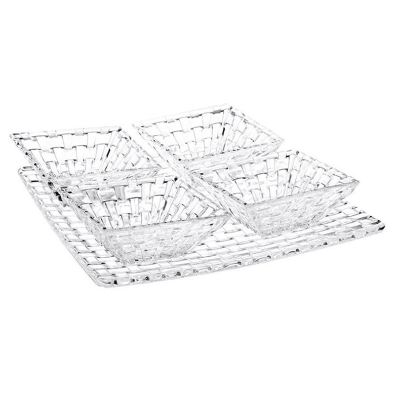 Nachtmann - BOSSA NOVA 1 Square Plate + 4 Square Bowls (Set of 5) - Limolin 