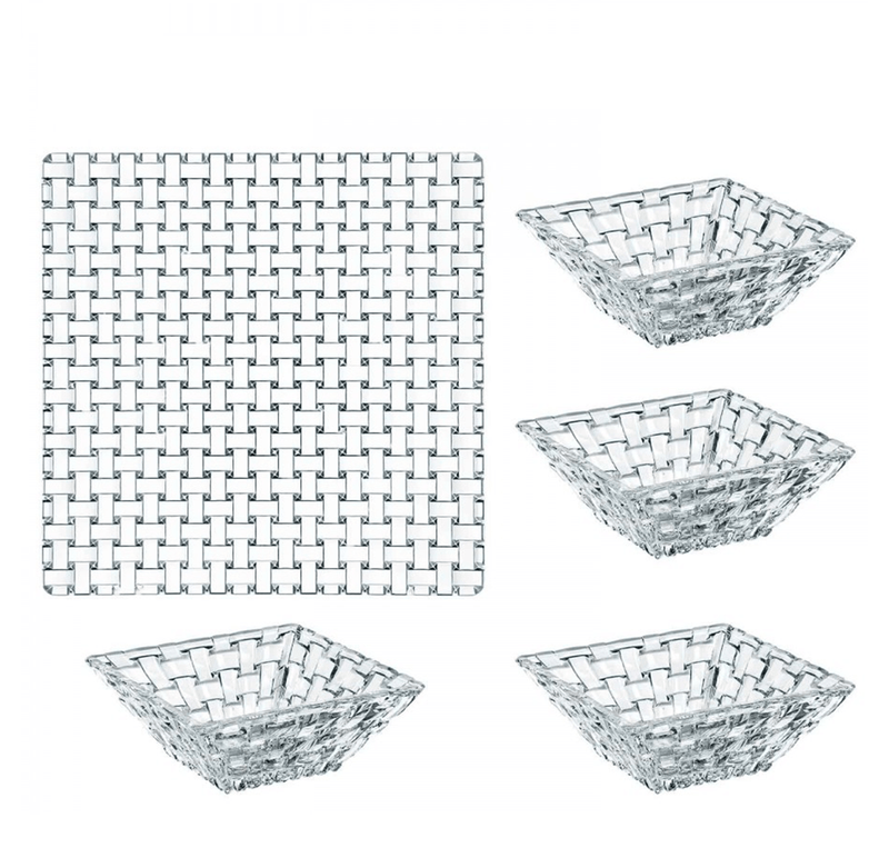 Nachtmann - BOSSA NOVA 1 Square Plate + 4 Square Bowls (Set of 5) - Limolin 