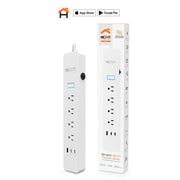 Nexxt - Smart Home Surge Protector 800 Joules with 4 AC Outlets 2x USB - C 1x USB - A Ports Google/Alexa/Siri Voice Controls - White Electronics