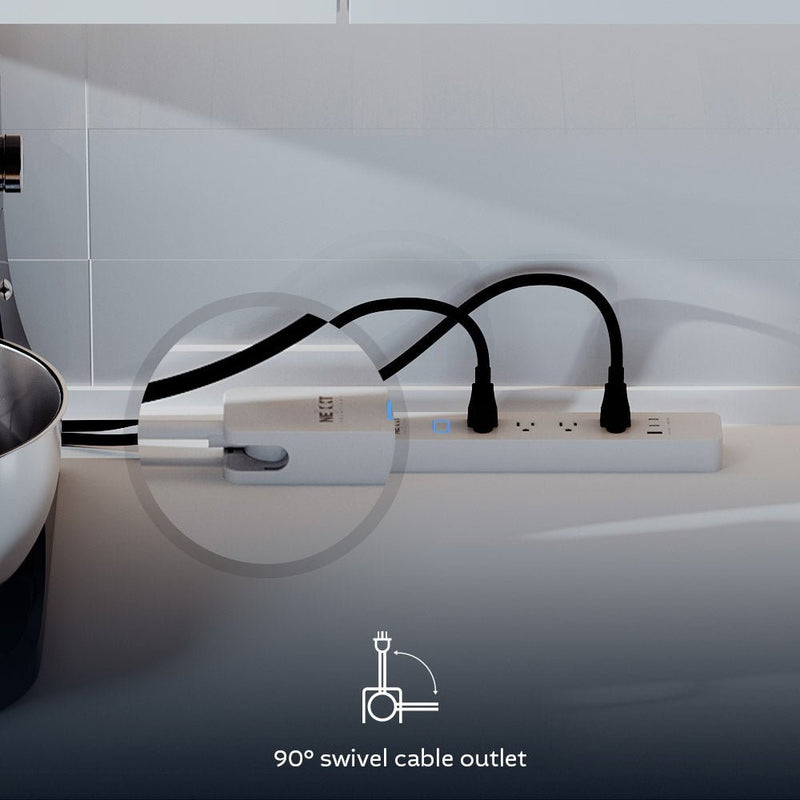 Nexxt - Smart Home Surge Protector 800 Joules with 4 AC Outlets 2x USB - C 1x USB - A Ports Google/Alexa/Siri Voice Controls - White Electronics