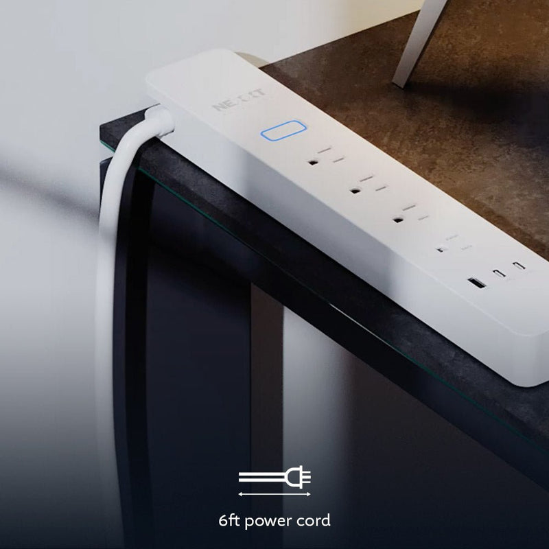 Nexxt - Smart Home Surge Protector 800 Joules with 4 AC Outlets 2x USB - C 1x USB - A Ports Google/Alexa/Siri Voice Controls - White Electronics