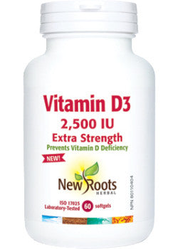 New Roots Herbal - Vitamin D3 2500 IU Extra Strength - 60 Softgels
