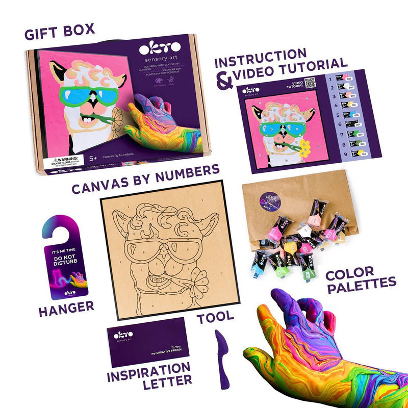 OKTO - COLORING WITH CLAY BY NUMBERS - LLAMA Games & Toys