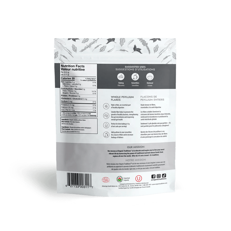 Organic Traditions - Whole Psyllium Flakes 340g Health & Wellness
