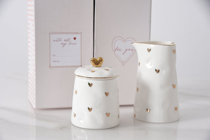 Pampa Bay - Heart to Heart Sugar Bowl & Creamer Set Home & Kitchen
