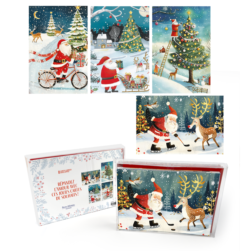 PBI - SIGNATURE - Père Noël en Action Holiday Cards (Set of 8)