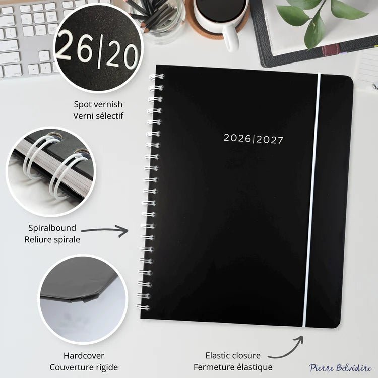 PBI - ACADEMIC AGENDA 2026 - 2027 - LARGE 1W/2P - BLACK Office Supplies