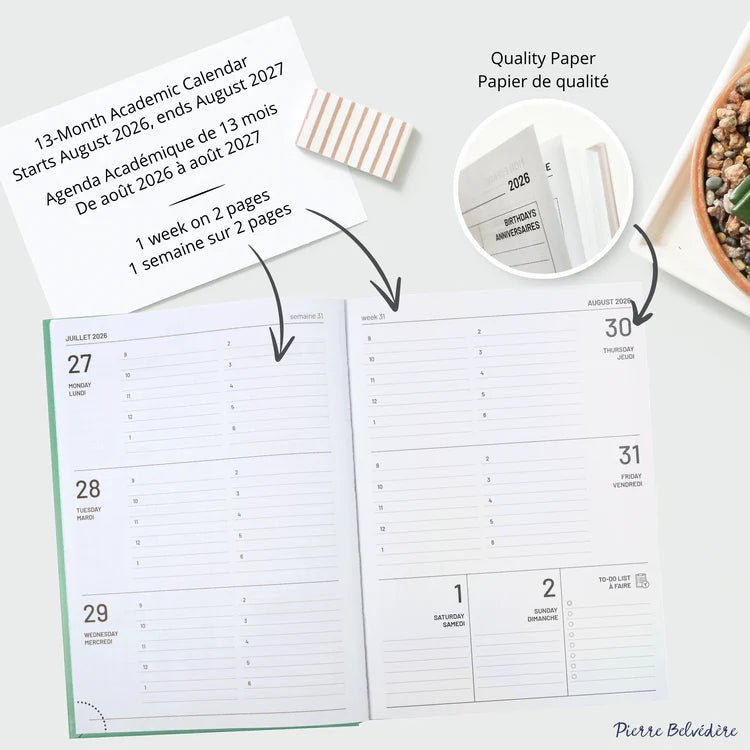 PBI - ACADEMIC AGENDA 2026 - 2027 - MEDIUM 1W/2P - CHAT PROCRASTINATEUR Office Supplies
