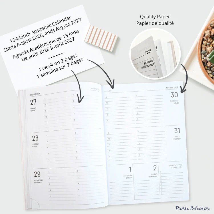 PBI - ACADEMIC AGENDA 2026 - 2027 - MEDIUM 1W/2P - THREE FLOWERS Office Supplies