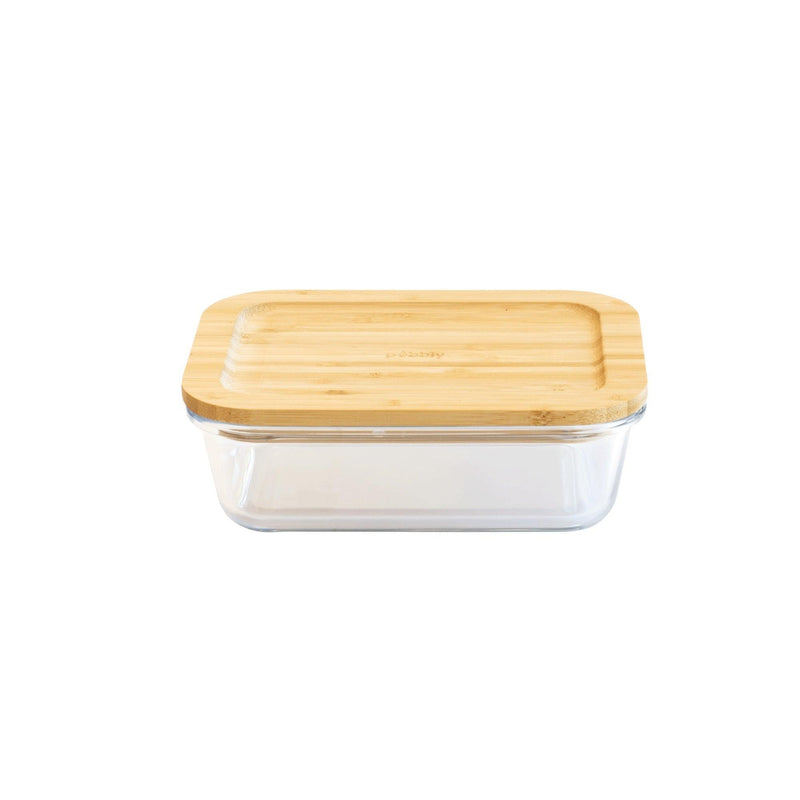 Pebbly - Rect Container W/Bamboo Lid Home & Kitchen 1000ml/35oz