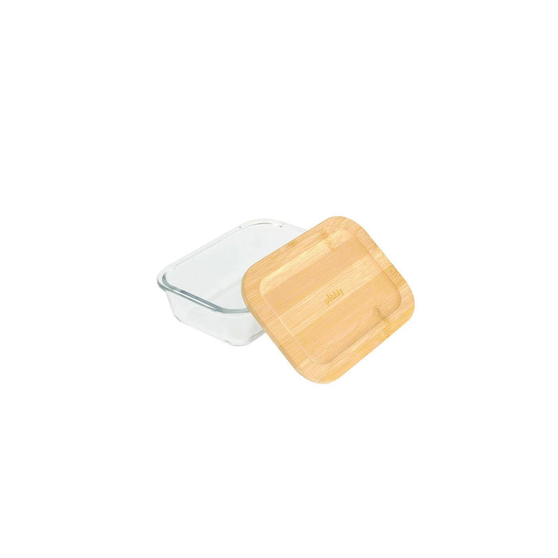 Pebbly - Rect Container W/Bamboo Lid Home & Kitchen 300ml/10oz