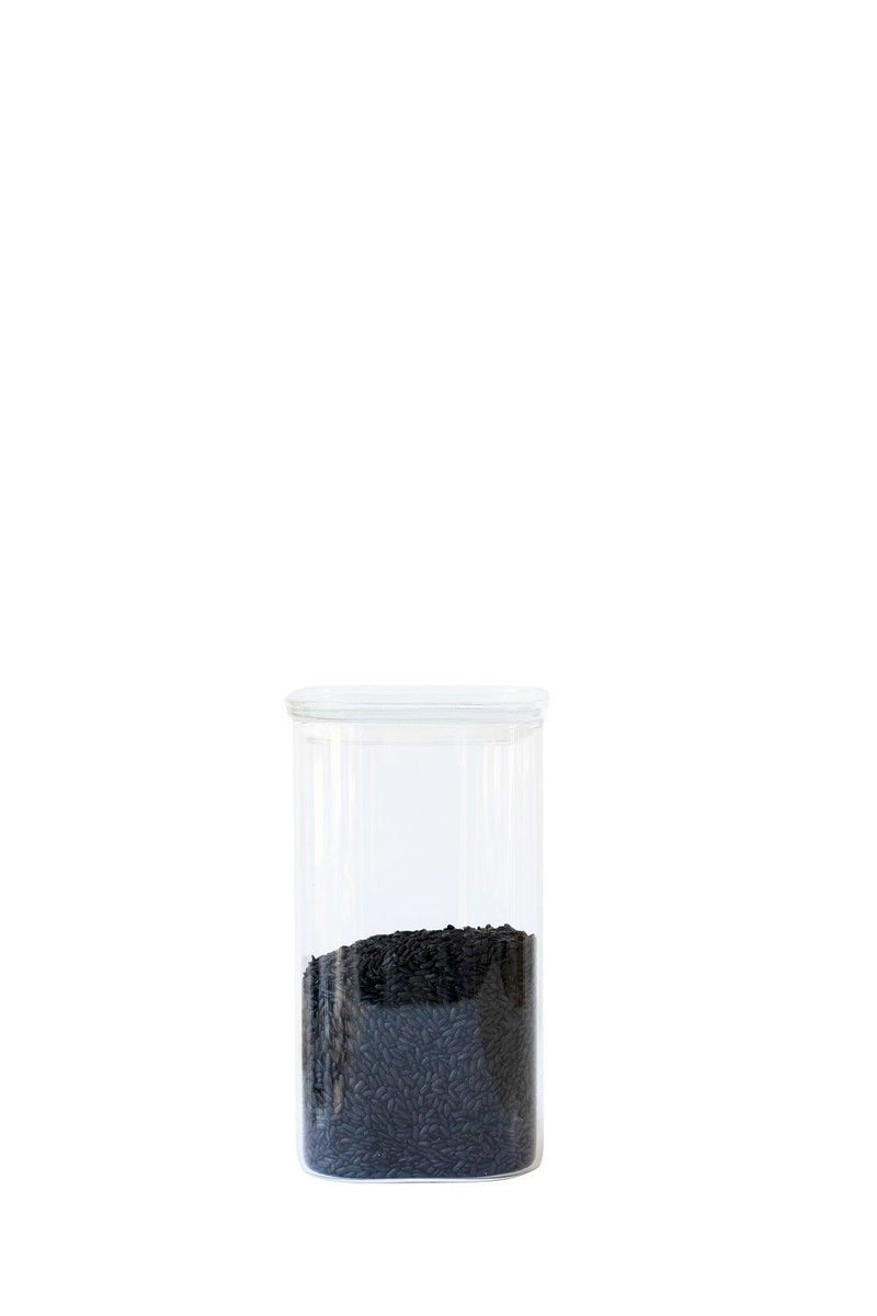 Pebbly - Square Caniste Glass W/Glass Lid Home & Kitchen 20cm
