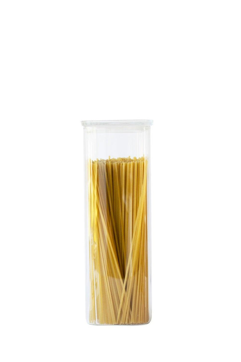 Pebbly - Square Caniste Glass W/Glass Lid Home & Kitchen 30cm