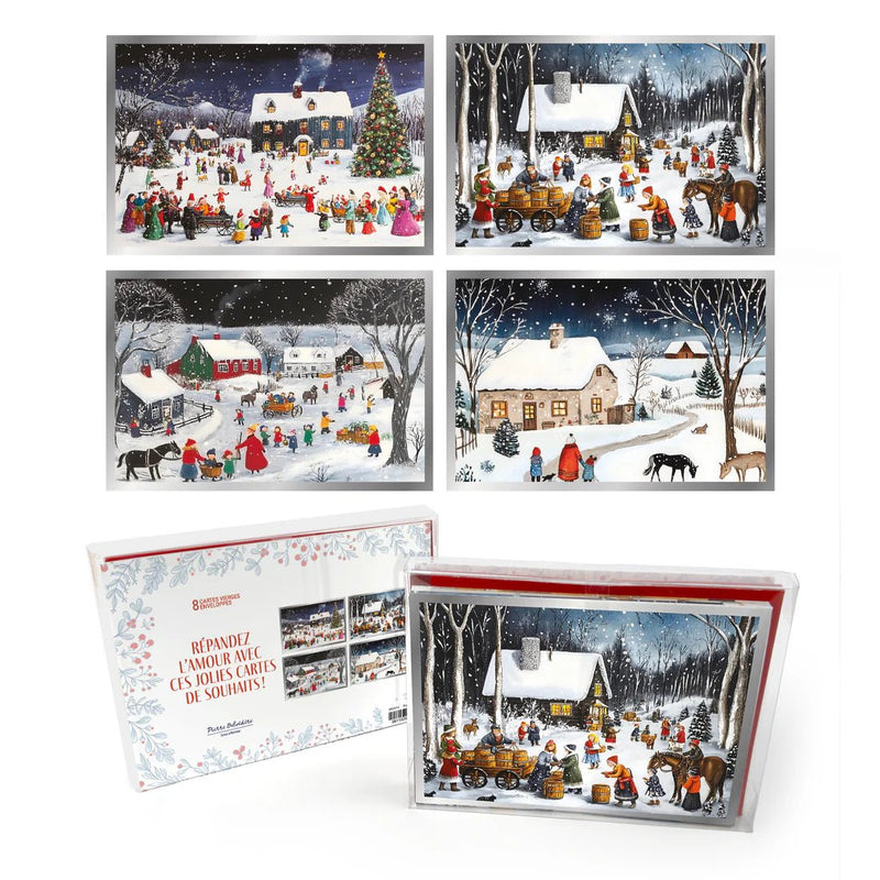 Pierre Belvedere - Signature Holiday Cards – (Set of 8) – Christmas Village Toys & Games