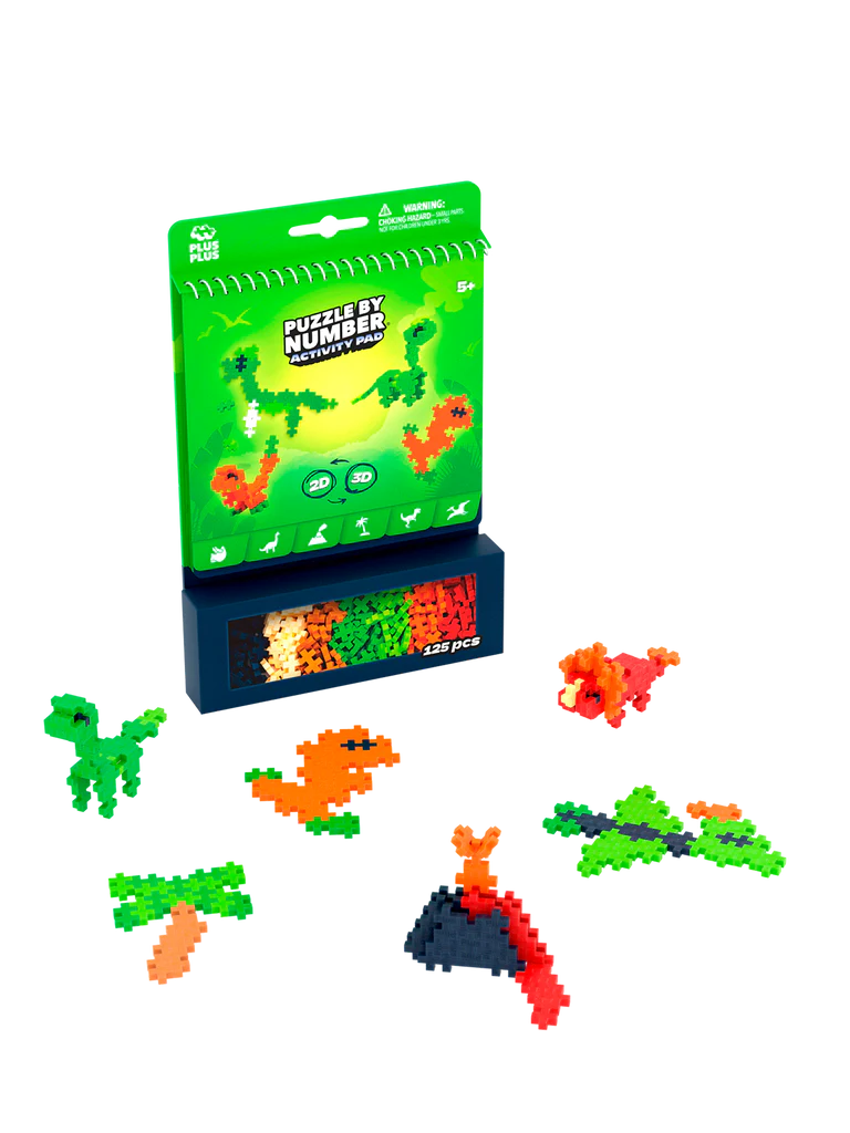 Plus - Plus - PUZZLE BY NUMBER - ACTIVITY PADS - DINOSAURS - 125pcs Toys & Games