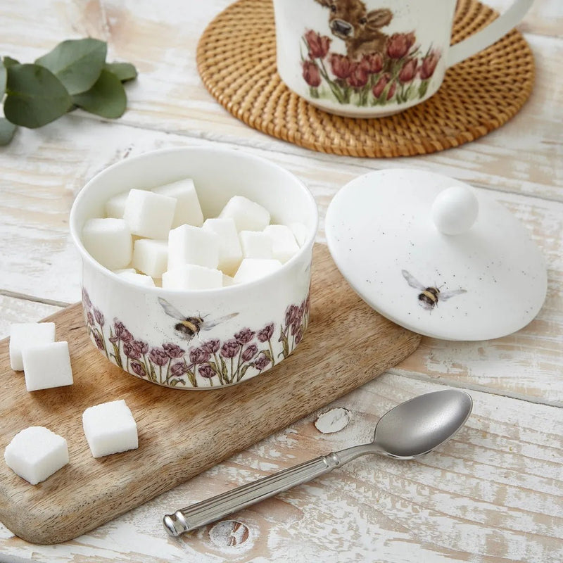 Royal Worcester - Wrendale Designs - Covered Sugar Bowl - Bumblebee Home & Kitchen