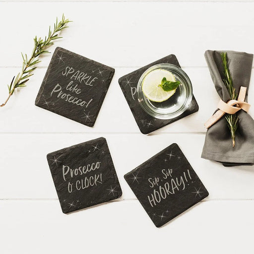 Selbrae House - Engraved Prosecco Slate Coasters s/4 Home & Kitchen