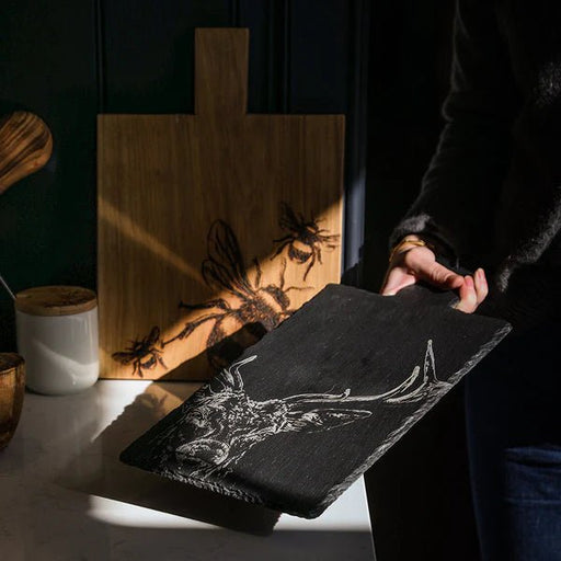 Selbrae House - Engraved Slate Stag Prince Serving Paddle Home & Kitchen
