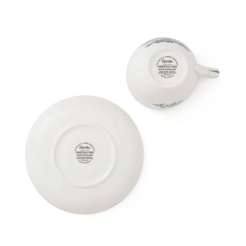 Spode - Christmas Tree - Teacup & Saucer | 0.20 L / 7 oz Home & Kitchen Set Of 4