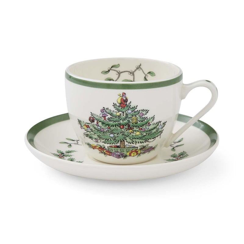Spode - Christmas Tree - Teacup & Saucer | 0.20 L / 7 oz Home & Kitchen Single