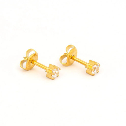 Studex - L100Y Cubic Zirconia Ear Rings Gold 4mm (pair) Beauty & Personal Care