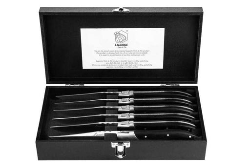 STYLE DE VIE - AUTHENTIC - LAGUIOLE Luxury Line - Steak Knives Home & Kitchen Black Pakka Wood