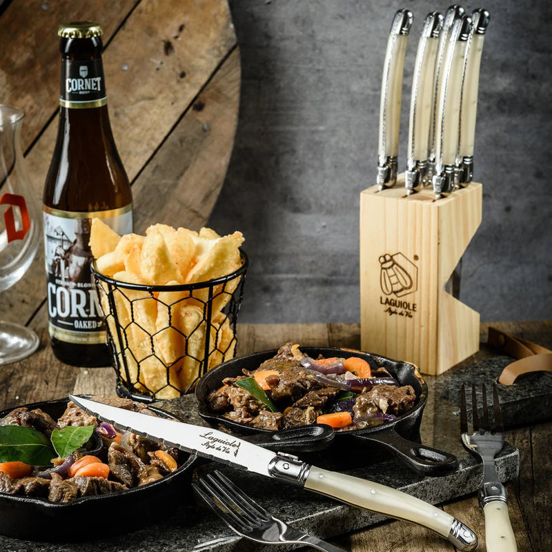 STYLE DE VIE - AUTHENTIC - LAGUIOLE Premium Collection - Steak Knives, Home & Kitchen Pearl