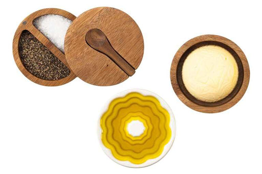 STYLE DE VIE - AUTHENTIC - Olive Oil, Butter Dish and Salt & Pepper Cellar Set Home & Kitchen