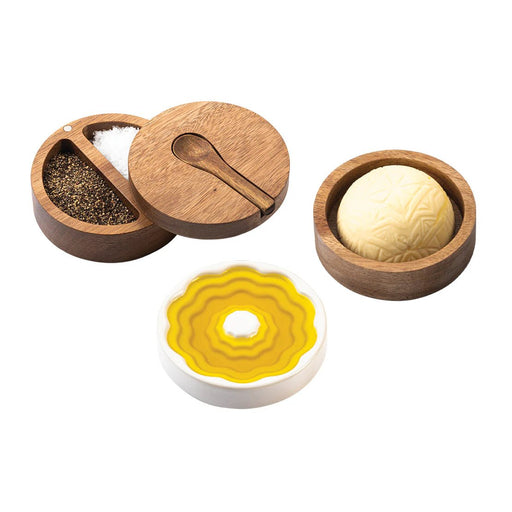 STYLE DE VIE - AUTHENTIC - Olive Oil, Butter Dish and Salt & Pepper Cellar Set Home & Kitchen