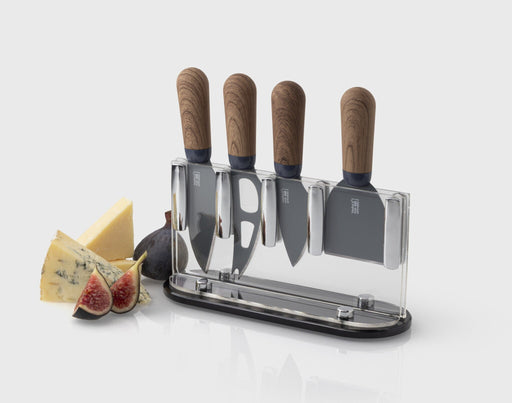 TEW - Cheese Knife set/4 w/acrylic block - Walnut Home & Kitchen