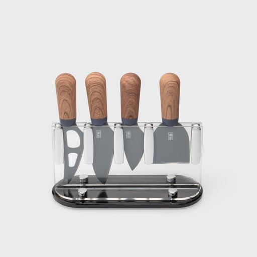 TEW - Cheese Knife set/4 w/acrylic block - Walnut Home & Kitchen