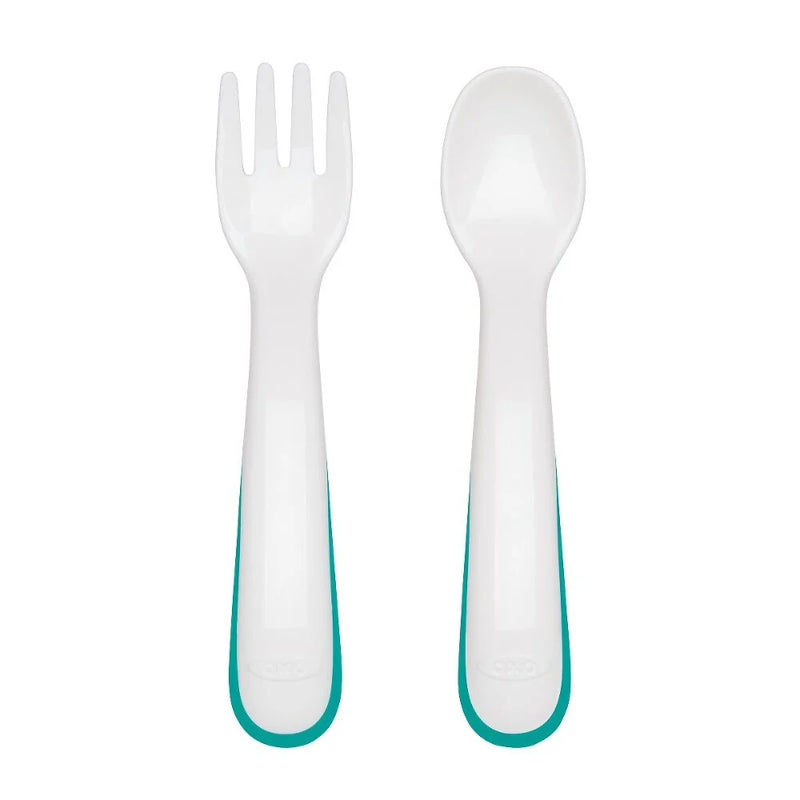 Oxo Tot - On - The - Go - Plastic Fork & Spoonin Travel Case - Turquoise