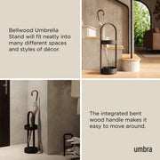 UMBRA - Bellwood Umbrella Stand | Entryway Wood Base and Metal Holder for Home Home & Kitchen Black - Walnut
