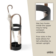UMBRA - Bellwood Umbrella Stand | Entryway Wood Base and Metal Holder for Home Home & Kitchen Black - Walnut