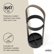 UMBRA - Bellwood Umbrella Stand | Entryway Wood Base and Metal Holder for Home Home & Kitchen Black - Walnut