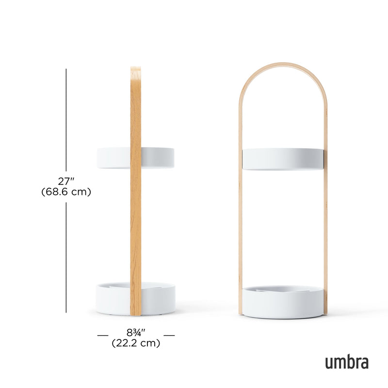 UMBRA - Bellwood Umbrella Stand | Entryway Wood Base and Metal Holder for Home Home & Kitchen White - Natural