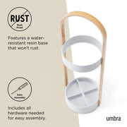 UMBRA - Bellwood Umbrella Stand | Entryway Wood Base and Metal Holder for Home Home & Kitchen White - Natural