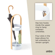 UMBRA - Bellwood Umbrella Stand | Entryway Wood Base and Metal Holder for Home Home & Kitchen White - Natural