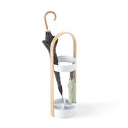 UMBRA - Bellwood Umbrella Stand | Entryway Wood Base and Metal Holder for Home Home & Kitchen White - Natural